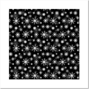 black and white snow fall pattern Posters and Art